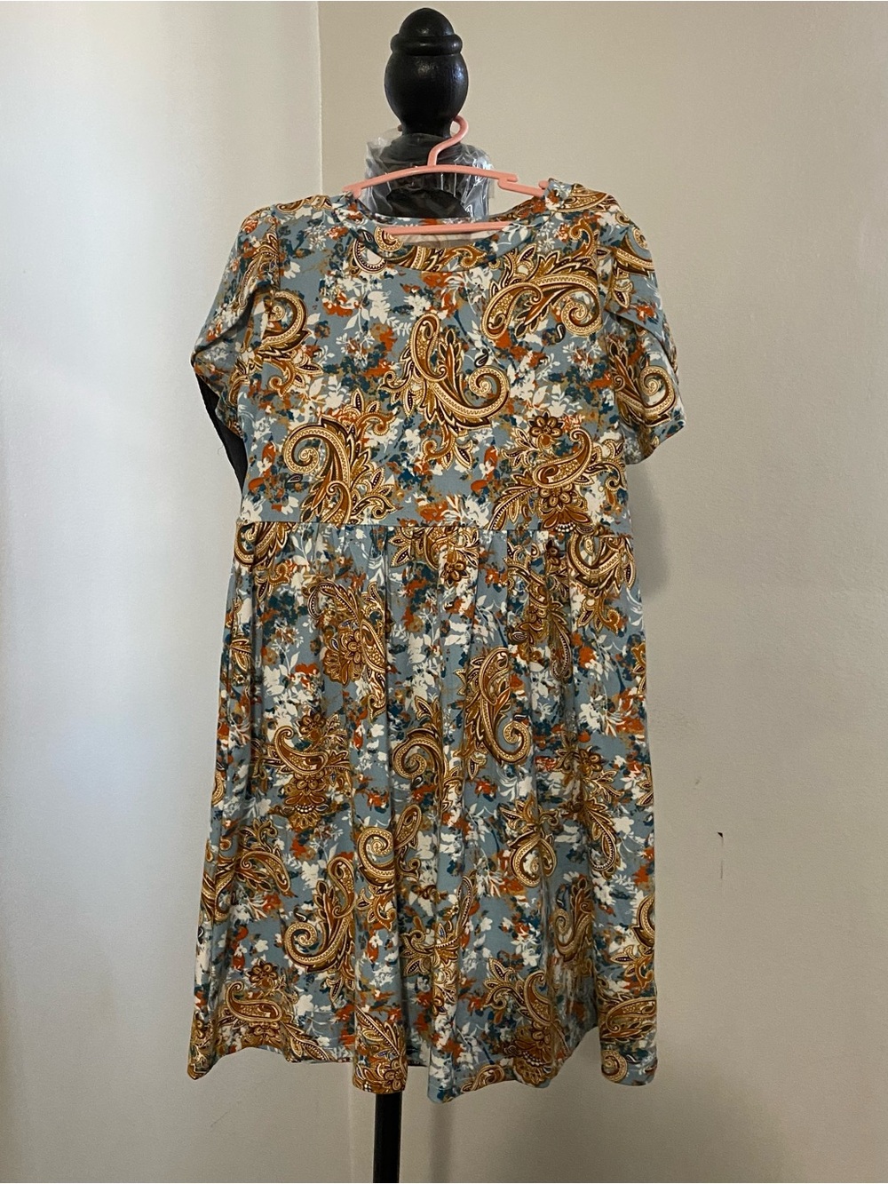Paisley Floral Midi Dress in Blue and Gold for Girls